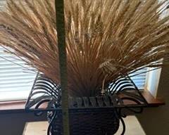 Metal basket with dried wheat $25