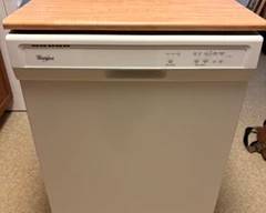 Whirlpool portable dishwasher – butcher block top $175
