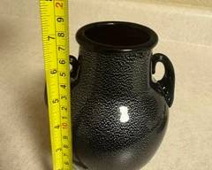 Black art glass vase- signed $30