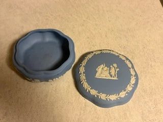 Blue Jasperware trinket box $15