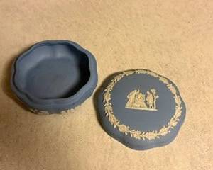 Blue Jasperware trinket box $15
