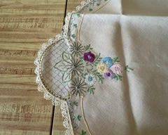 Vintage embroidered table runner $15