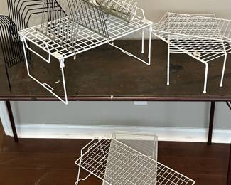 Many display, organizational shelves