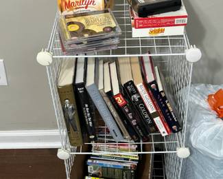 Books, CDs, DVDs, VHS tapes