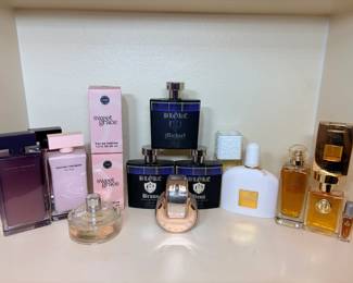 Designer Perfume Lot – Narciso Rodriguez, Estée Lauder, L'Occitane and More A fragrance lot with Narciso Rodriguez For Her bottles, Sweet Grace eau de parfum, Blöke Michael, Bruno and Benji colognes, an L'Occitane bottle, an Estée Lauder bottle and other perfumes. A varied women's and men's fragrance collection. Fill levels vary.