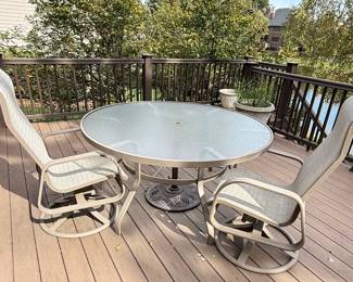 Outdoor 59" Table with 4 chairs, only 2 pictured $400