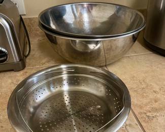 Stainless Steel Bowls and Strainer
