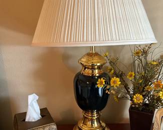 Blue base lamp with gold bottom