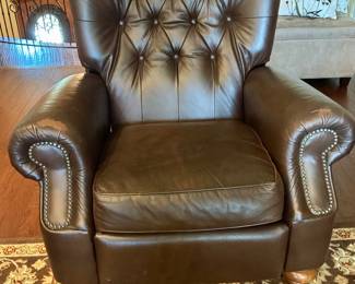 Brown Leather Tufted Wingback Electric Recliner