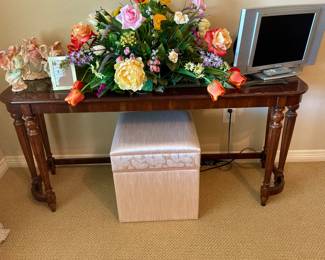 Wood Sofa Table with glass top