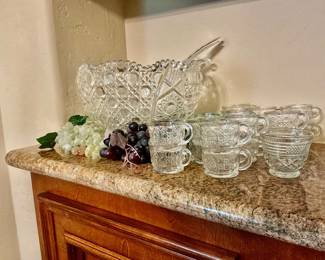 L.E. Smith Glass Punch Bowl