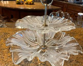 Mikasa Tulips Satin Crystal 2 Tier Serving Tray