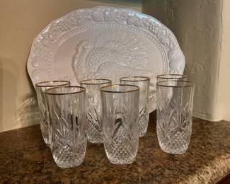 Cristal de Flandre Glasses & Turkey Platter