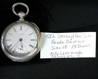 1882 Sterling/Coin Silver Grade Currier Size 18 13 Jewel Pocketwatch