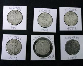 US Walking Liberty Half Dollars 1940's