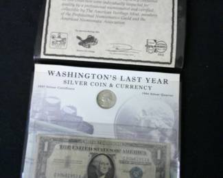 Washington's Last Year Silver coin and Currency set