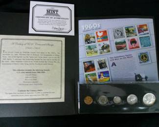 1960's coin and stamp set