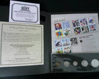 1930's Coin and Stamp Set