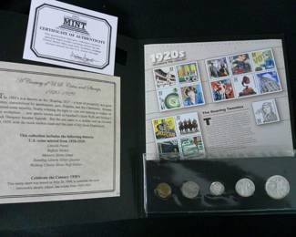1920's coin and stamp set
