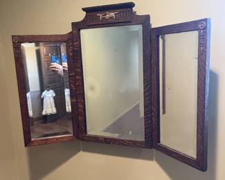 Antique tri-fold mirror 