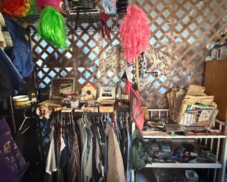 Nostalgic wigs suitcases newspapers