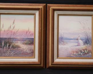 2 Vintage Coastal Landscape Paintings Signed By Artists