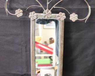 Vintage Weathered Bronze-Finish Metal Wall Sconce/Candle Holder With Mirror