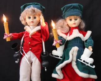 Vintage 24-Inch Tall Animated Christmas Window Display Dolls