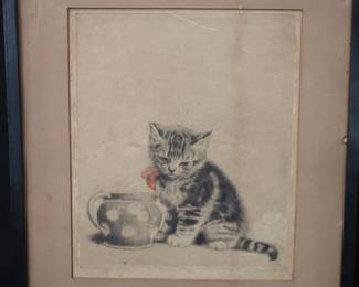 Antique "Sour Milk" Etching Hand Signed By German Artist Meta Pluckebaum