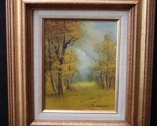 Vintage Fall Landscape Oil Painting Signed By Artist C. Inness