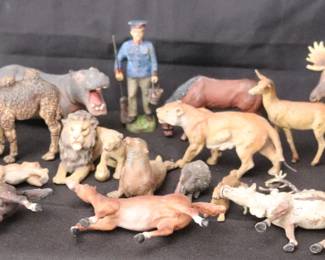 Collection Of Antique/Vintage Highly Detailed Hand-Painted Composite Zoo/Wild Life Animal Toy Figurines