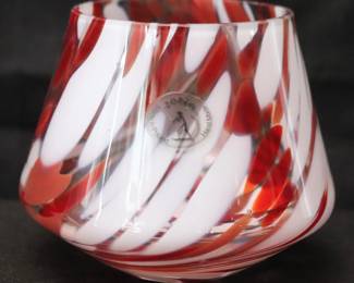 Zorza Hand-Blown Swirl Design Art Glass Vase, Made In Poland