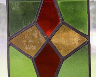 Vintage Multicolored Stained Glass Window Panel
