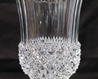 Longchamp Clear Glass Footed Flower Vase By Cristal D'Arques