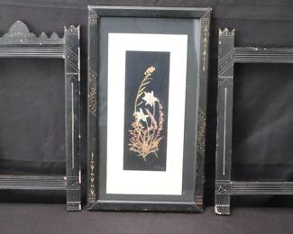 Pressed Flower/Dried Botanical Wall Art Piece In Antique Eastlake Victorian Ebonized Frame With 2 Additional F