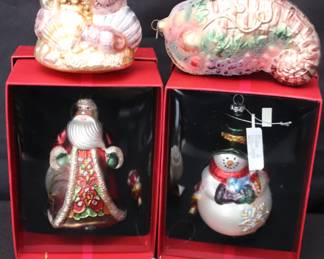 Assorted Vintage Hand-Painted Blown Glass Christmas Ornaments