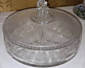 Vintage New Martinsville or Viking Glass Prelude Covered Candy Dish