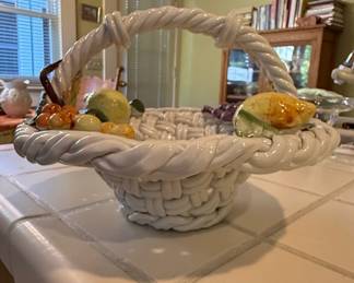 Italian Majolica Woven Fruit Basket second image