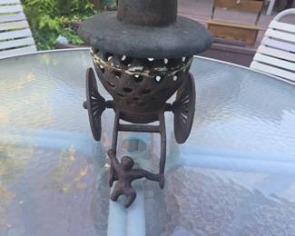 Vintage Japanese Cast Iron Usubata Ikebana Cart Vase