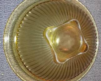 Vintage Federal Glass Golden Glow Ribbed Mixing Bowl second image