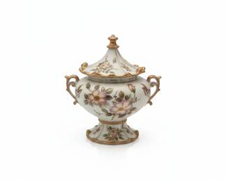 Vintage Lenwile Ardalt Floral Porcelain Covered Sugar Bowl