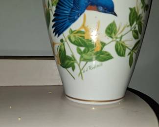 A.J. Rudisill The Bluebirds of Summer Porcelain Vase second image