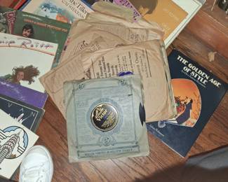 Collection of Vintage Vinyl Records and Ephemera
