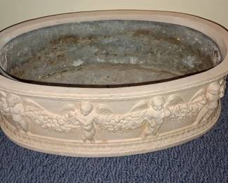 Neoclassical Style Cherub Relief Jardiniere