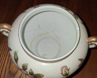 Vintage Lenwile Ardalt Floral Porcelain Covered Sugar Bowl second image