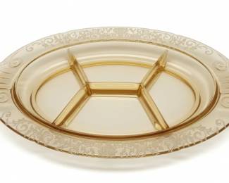 Federal Glass Madrid Amber Divided Relish Dish