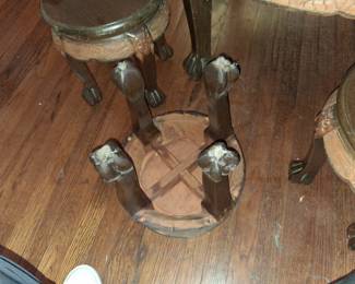 Vintage Chinese Carved Wood Nesting Stool Table Set third image
