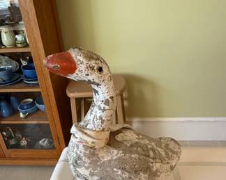 Vintage Painted Concrete Porch Goose Garden Statue