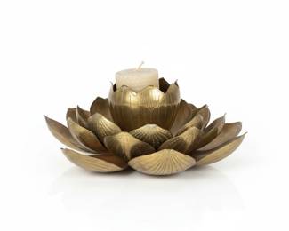 Vintage Feldman Brass Lotus Flower Candle Holder