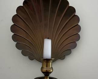 Vintage Brass Shell Wall Sconce